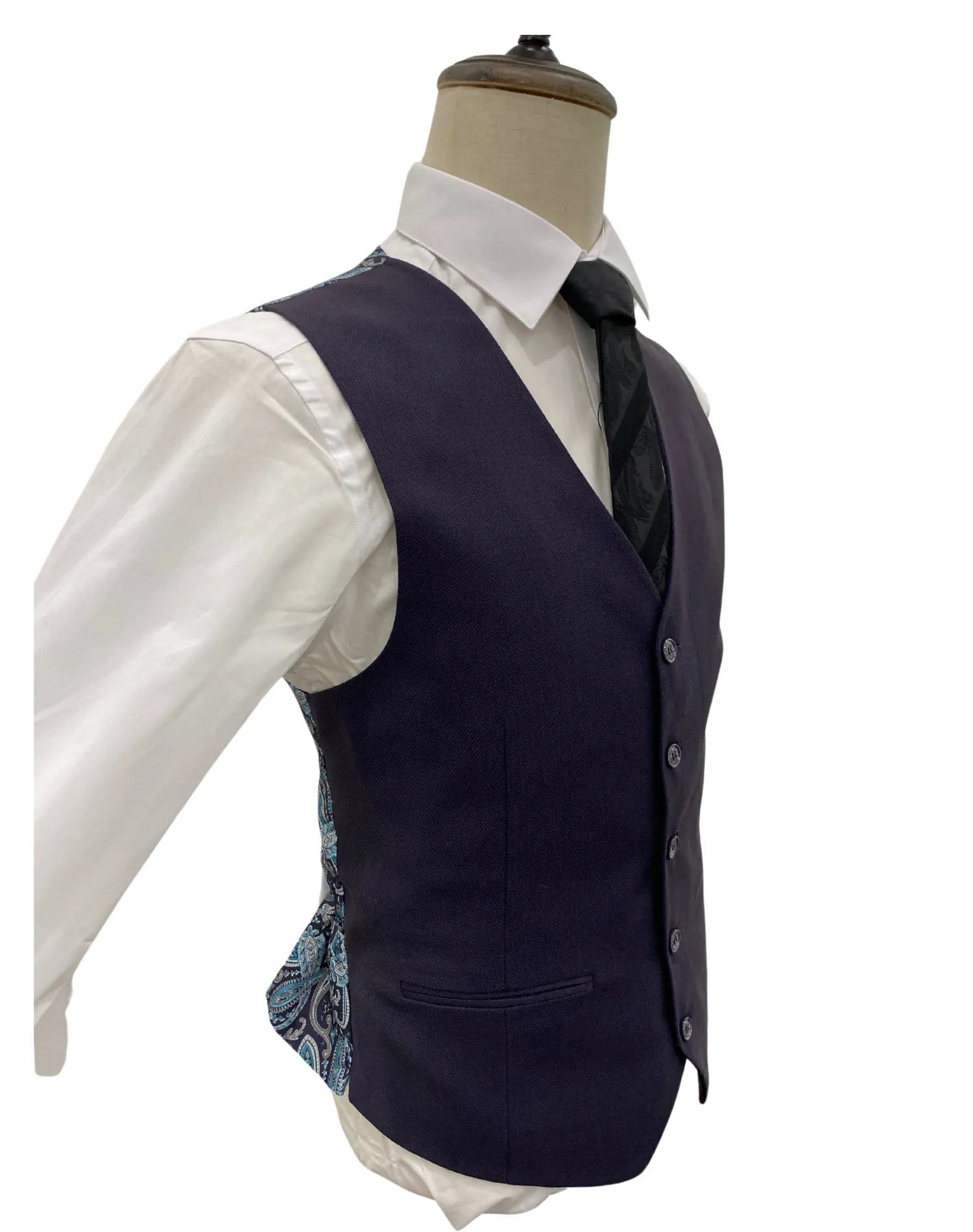 Michael Adams Textured Modern Fit Vested Suit - Egg Plant 3220