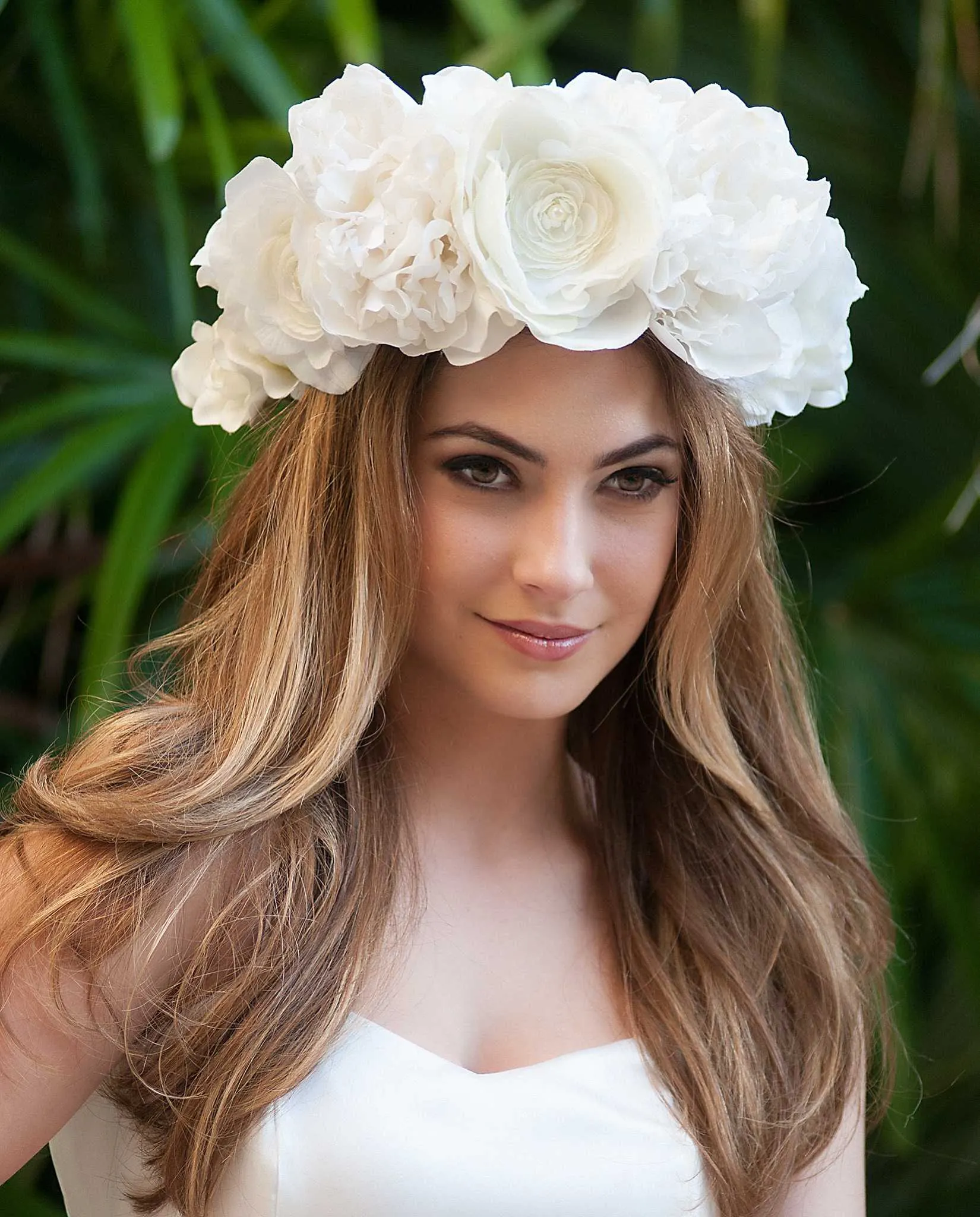 Milana • White Silk Flowered Statement Crown