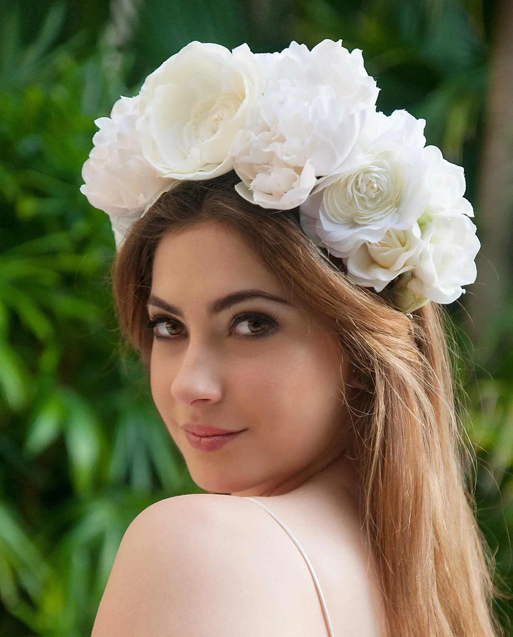 Milana • White Silk Flowered Statement Crown
