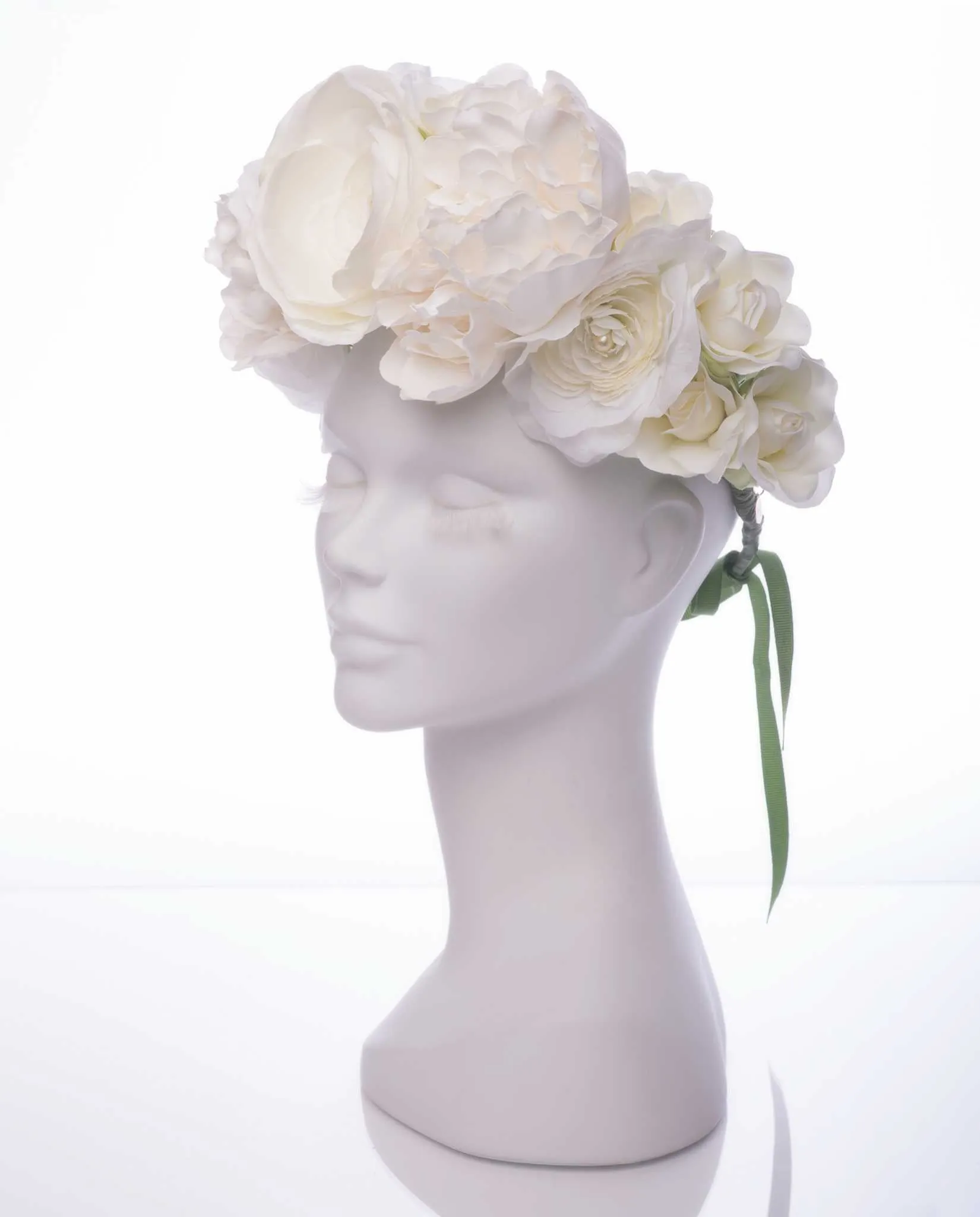 Milana • White Silk Flowered Statement Crown
