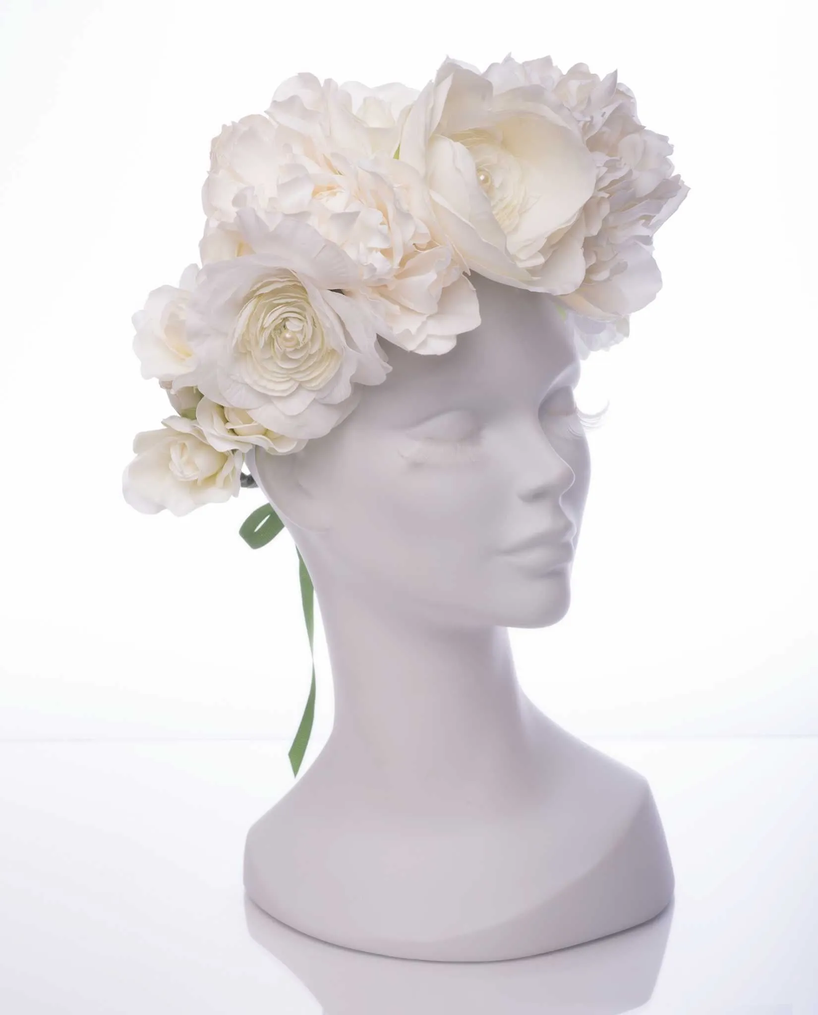 Milana • White Silk Flowered Statement Crown