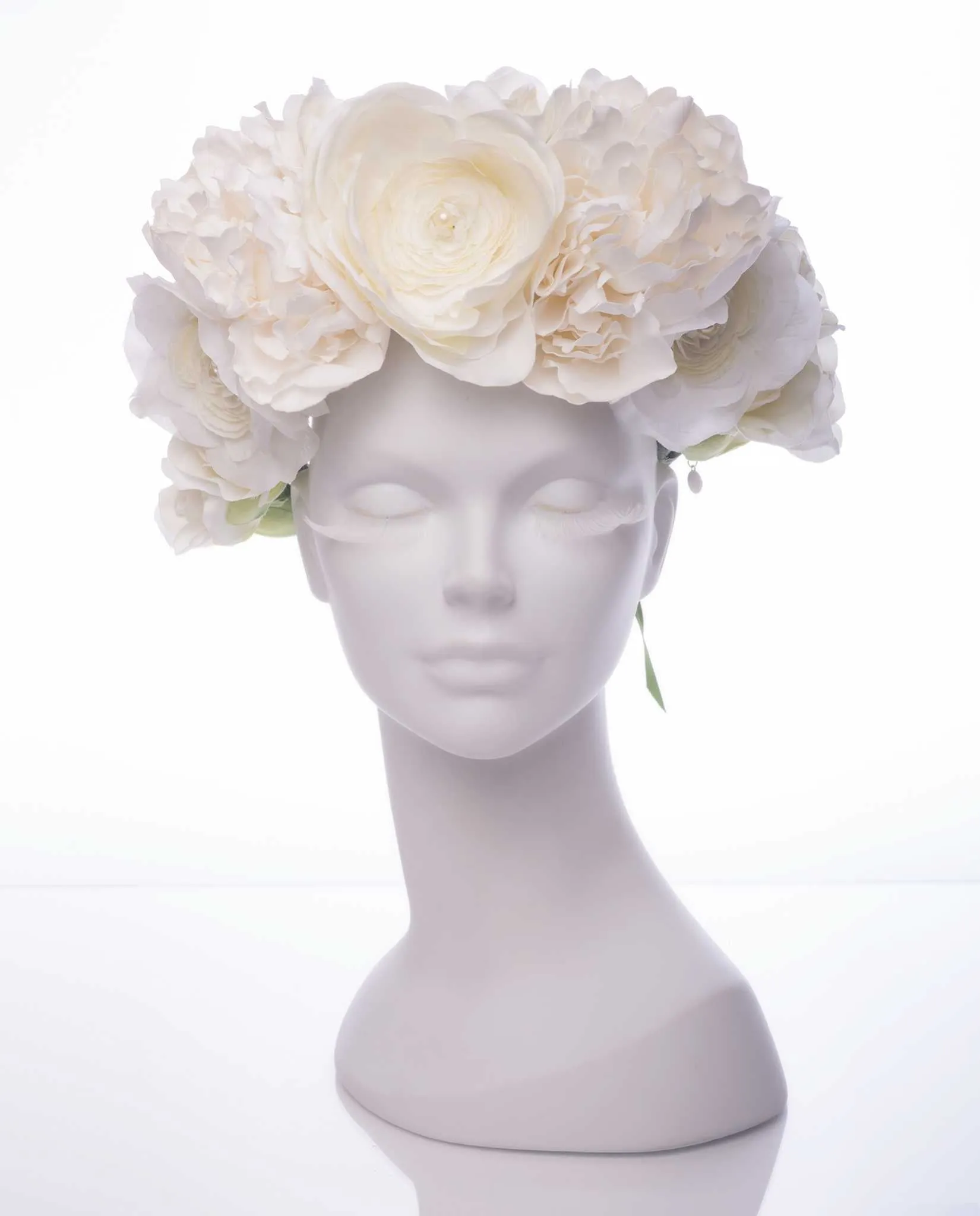 Milana • White Silk Flowered Statement Crown