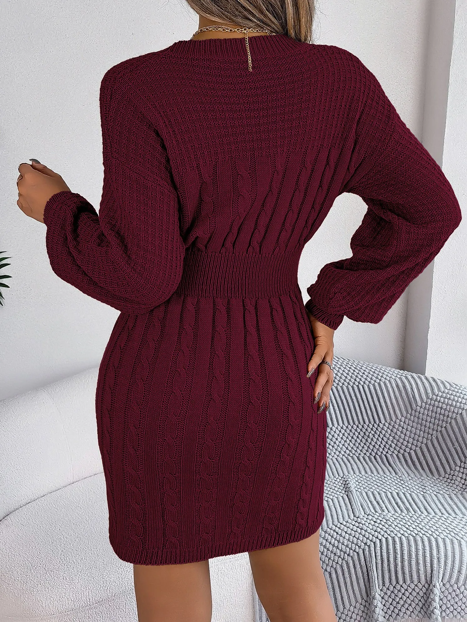 Mini Robe Pull Femme Automne et Hiver A Line Manches Longue Chic