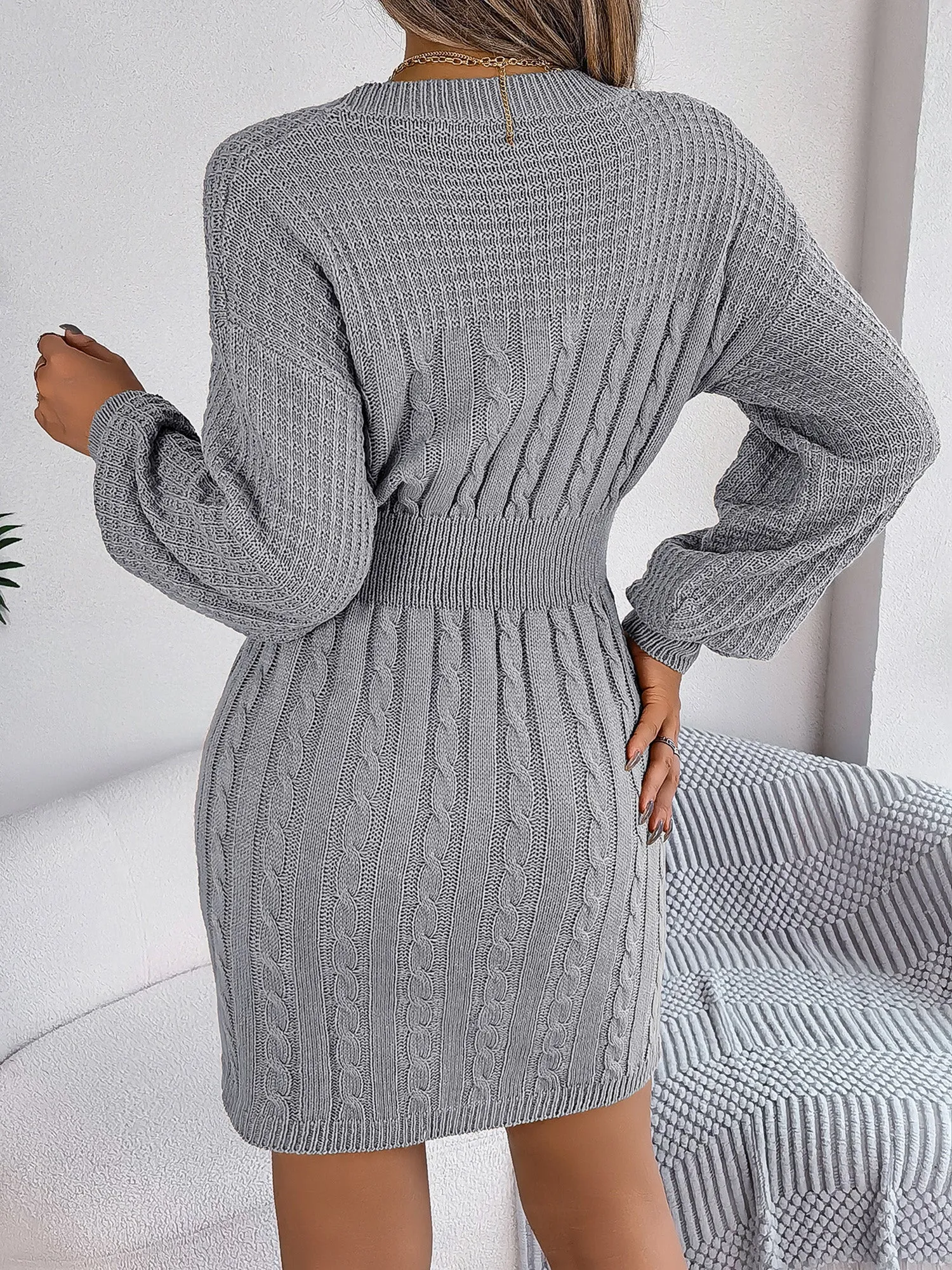 Mini Robe Pull Femme Automne et Hiver A Line Manches Longue Chic