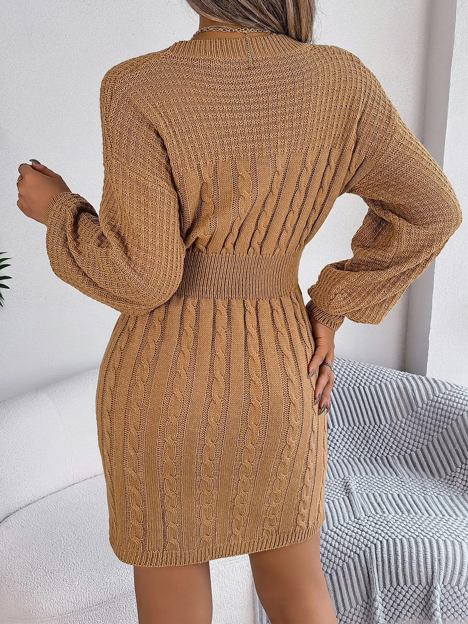 Mini Robe Pull Femme Automne et Hiver A Line Manches Longue Chic