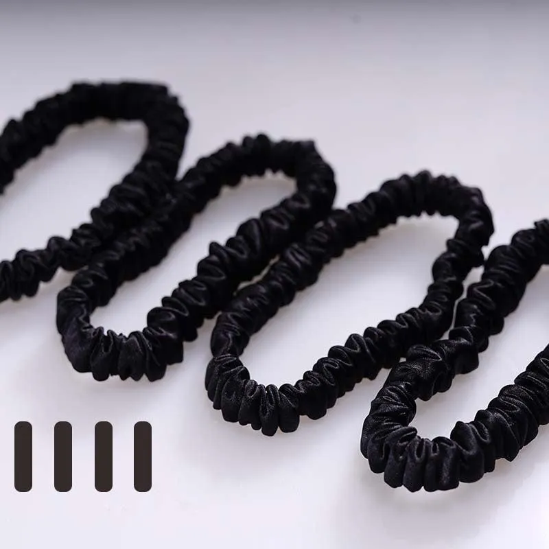 Mini silk scrunchies - Black - 4 pack - dropshipping