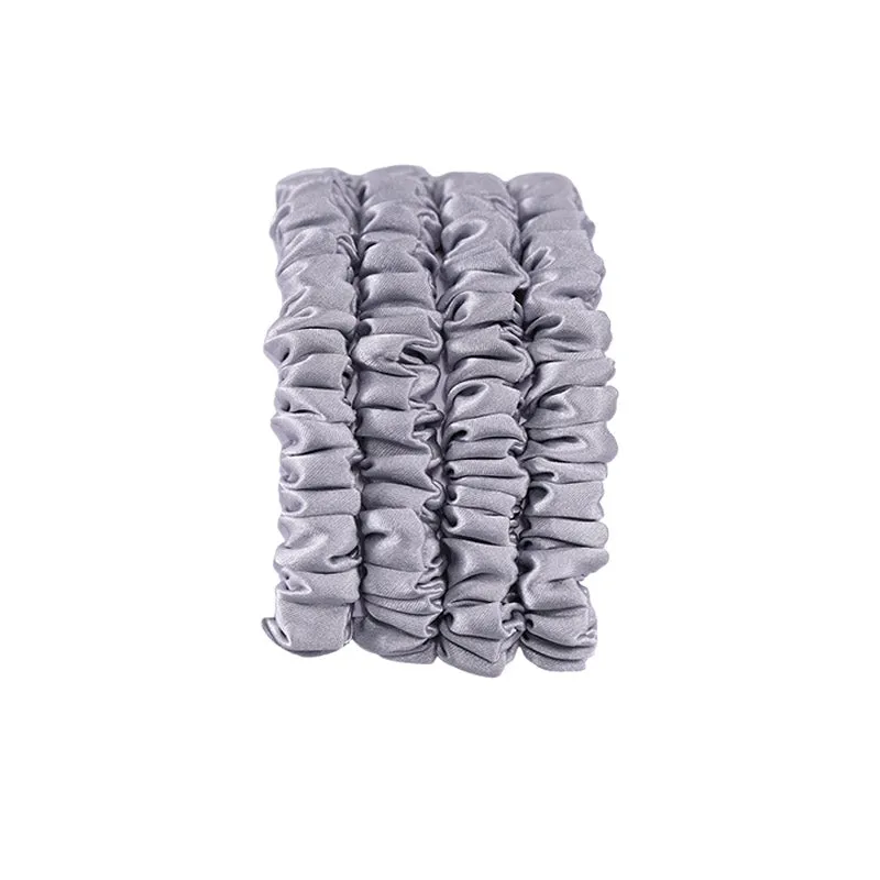 Mini silk scrunchies - Silver - 4 pack - dropshipping