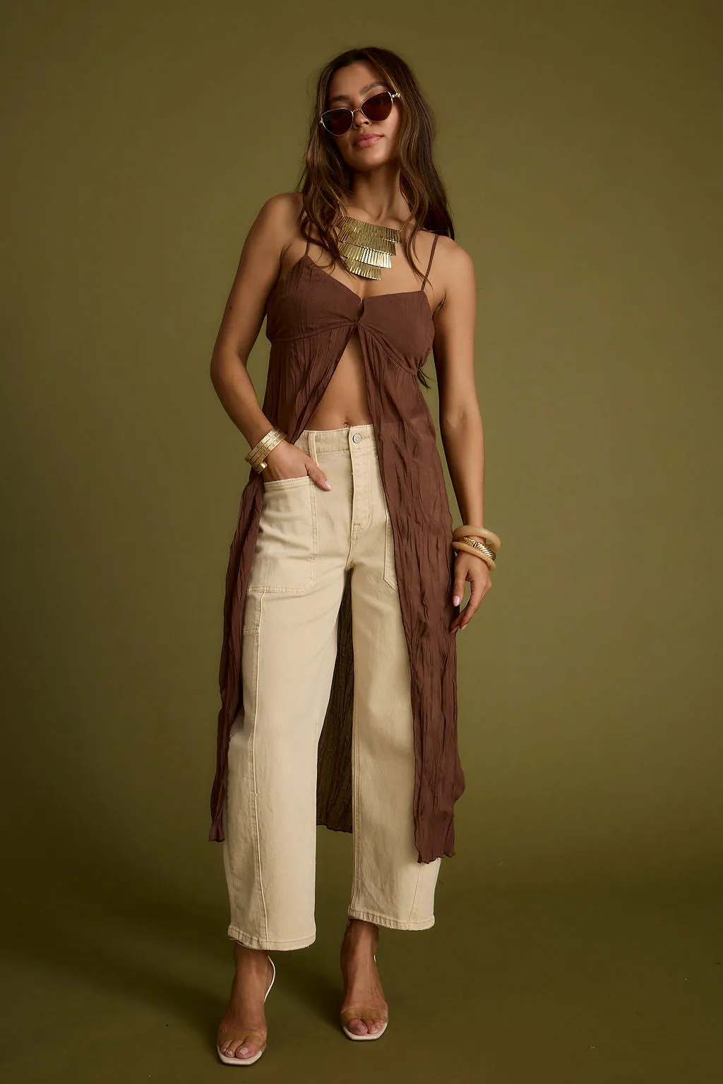 Mischa Brown Longline Cami Top