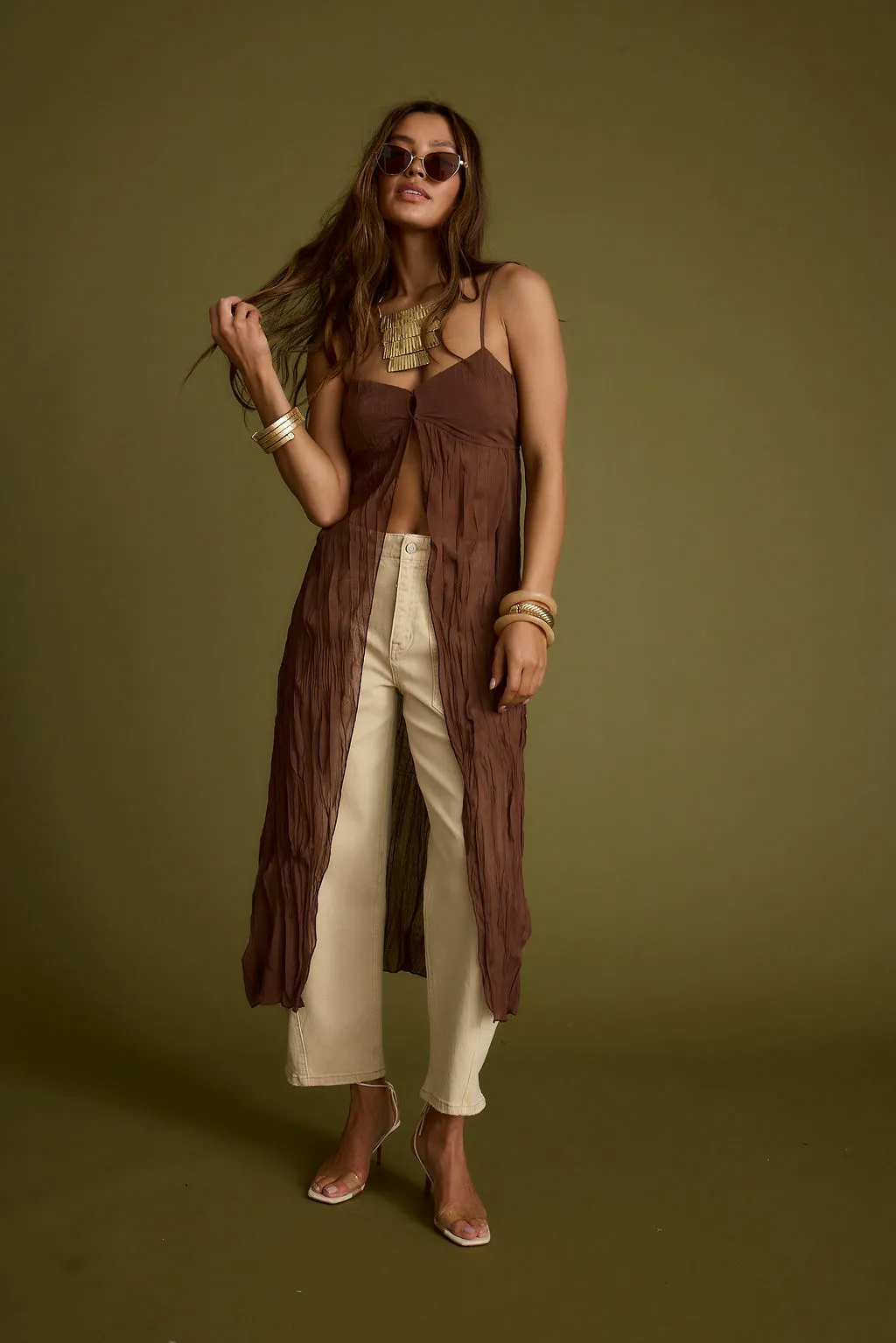 Mischa Brown Longline Cami Top