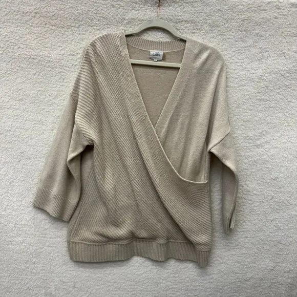 M/L - CHARLI - Tan Wrap Camel Wool Knit Sweater Rent the Runway RTR $182 msrp