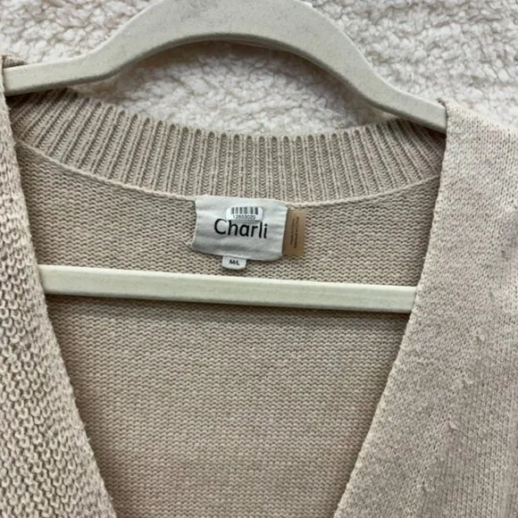 M/L - CHARLI - Tan Wrap Camel Wool Knit Sweater Rent the Runway RTR $182 msrp