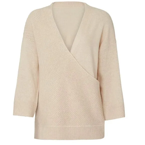M/L - CHARLI - Tan Wrap Camel Wool Knit Sweater Rent the Runway RTR $182 msrp
