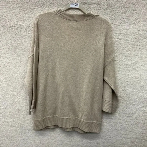 M/L - CHARLI - Tan Wrap Camel Wool Knit Sweater Rent the Runway RTR $182 msrp