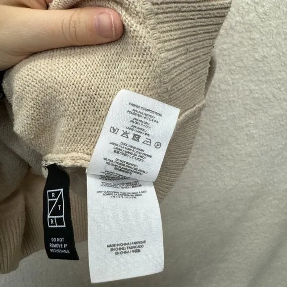 M/L - CHARLI - Tan Wrap Camel Wool Knit Sweater Rent the Runway RTR $182 msrp