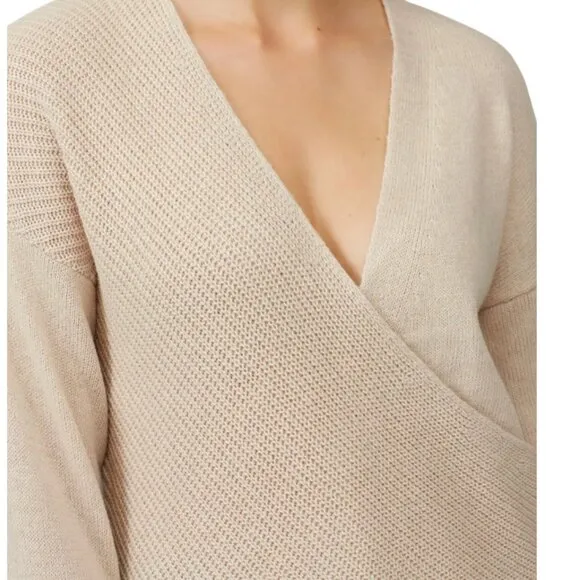 M/L - CHARLI - Tan Wrap Camel Wool Knit Sweater Rent the Runway RTR $182 msrp