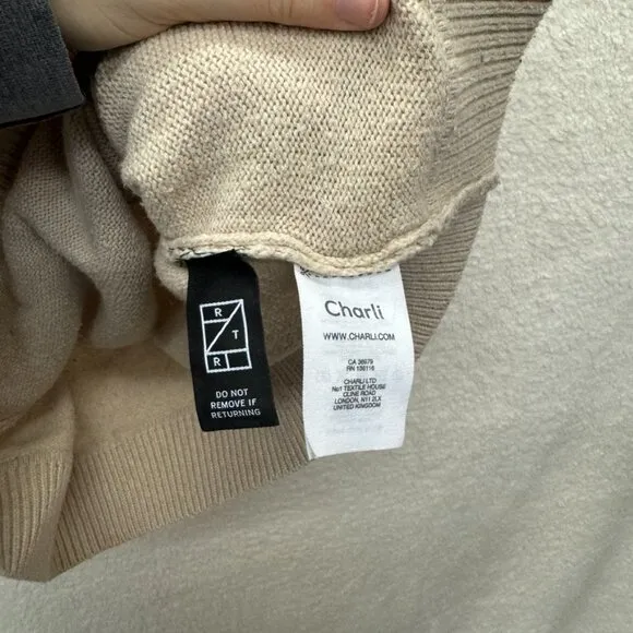 M/L - CHARLI - Tan Wrap Camel Wool Knit Sweater Rent the Runway RTR $182 msrp