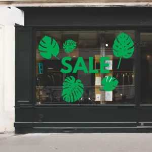 Monstera Leaves Summer Sale Retail Shop Window Sticker Vinyl