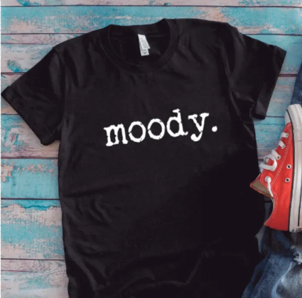 Moody, Unisex Black Short Sleeve T-shirt