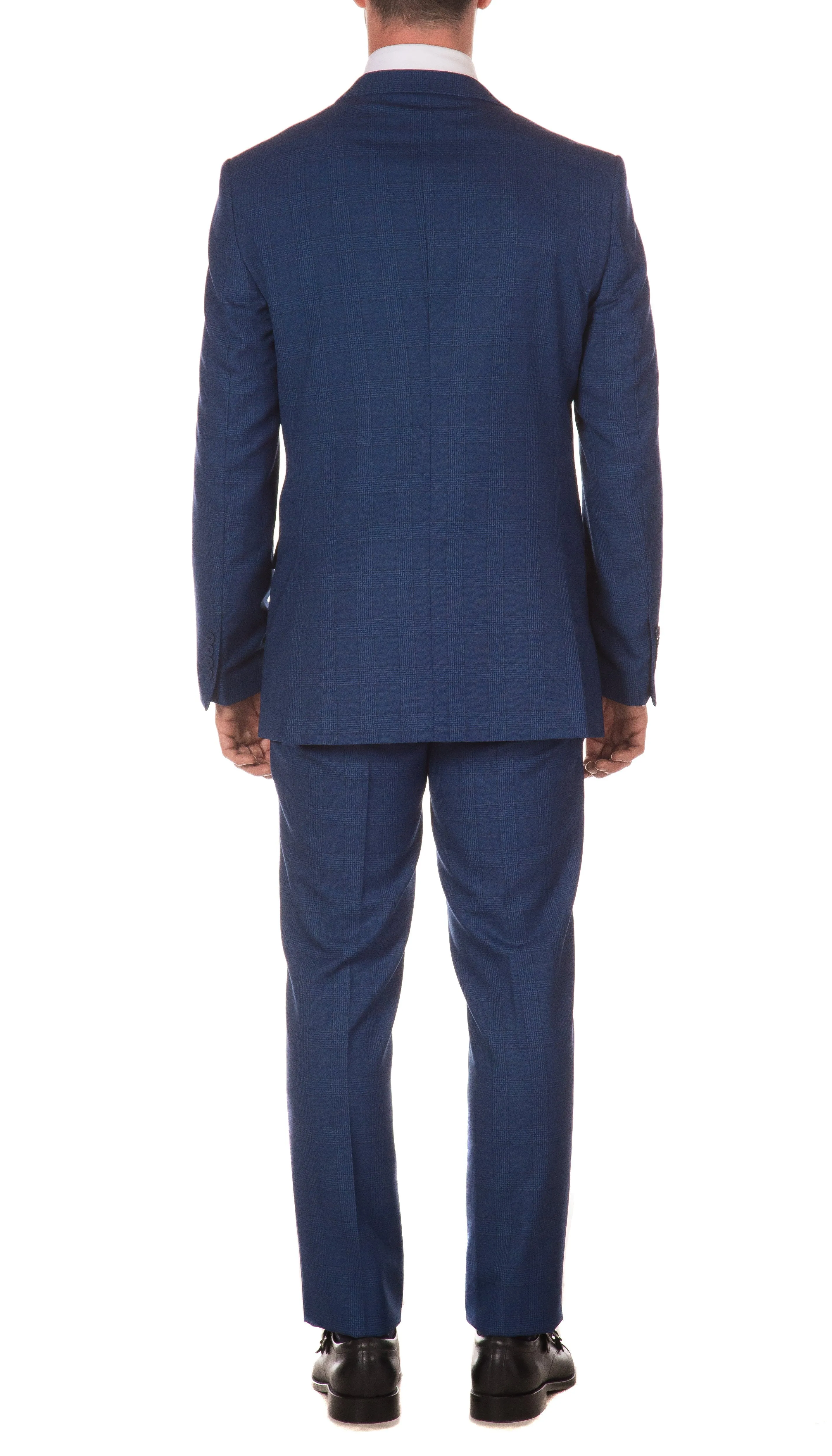 Morgan Slim Fit Blue Plaid 2pc Suit