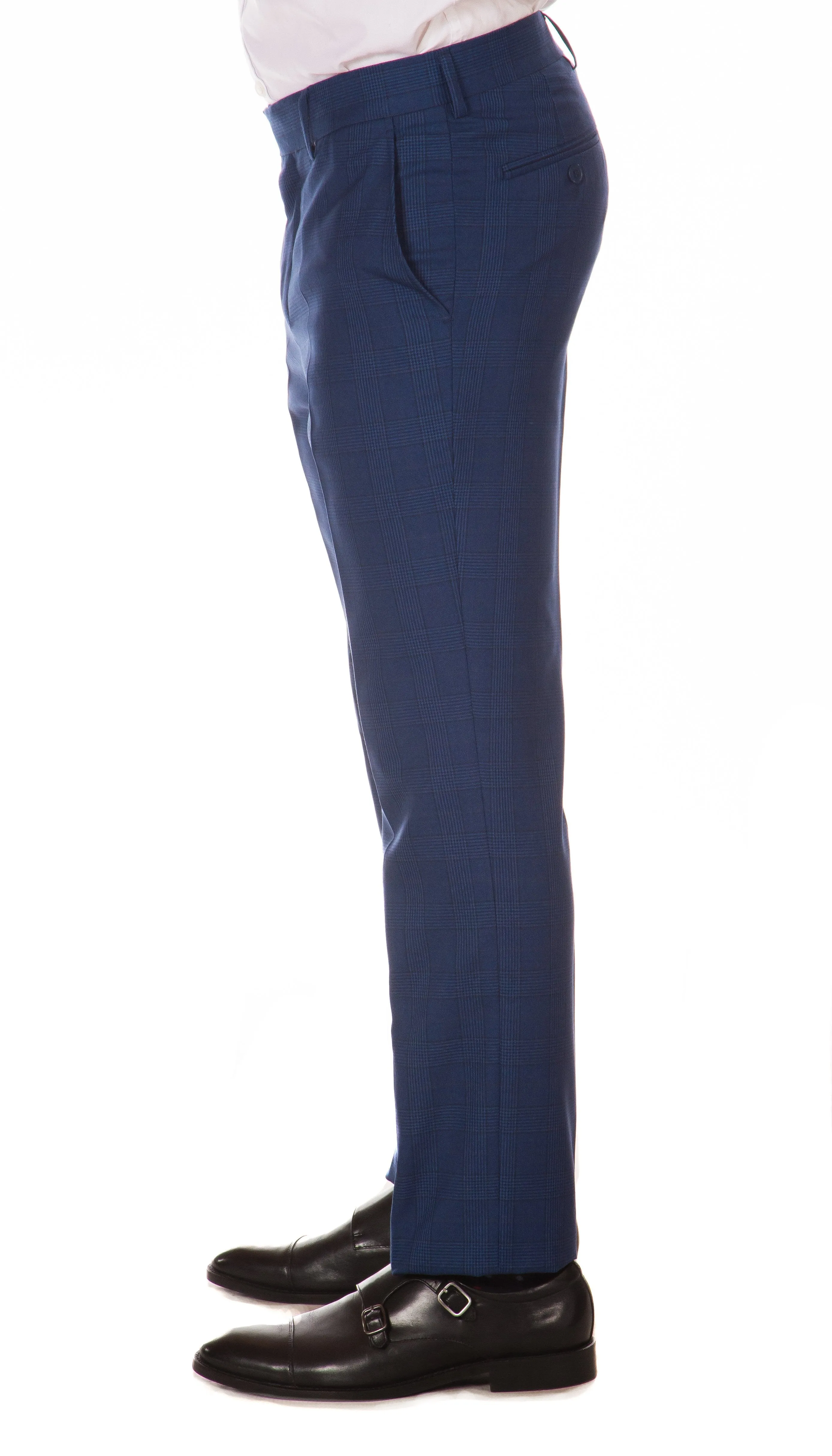 Morgan Slim Fit Blue Plaid 2pc Suit