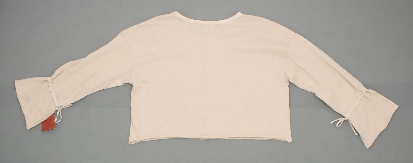 Mossimo Women's Pink French Terry Cropped Wrist Tie Pullover Sweatshirt