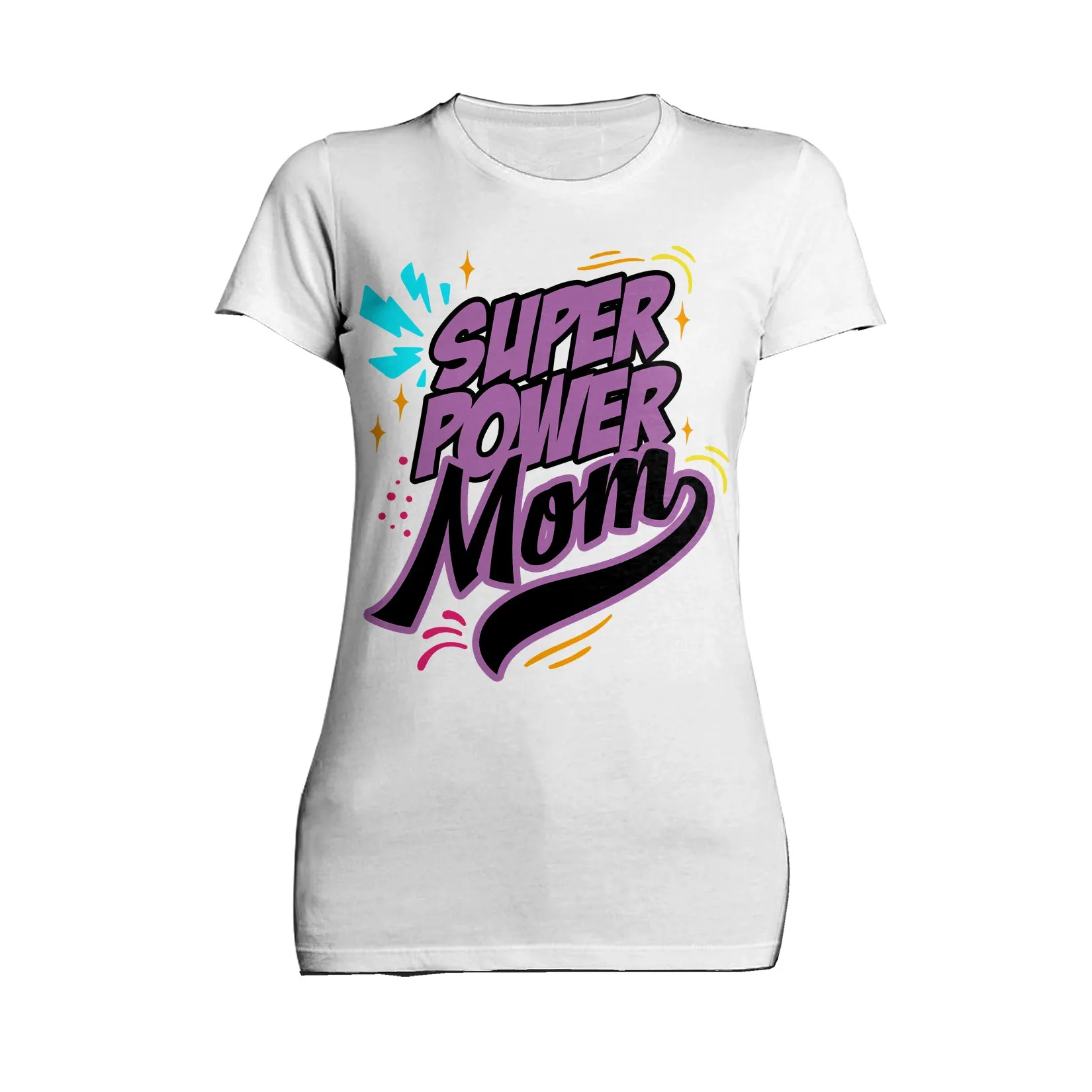 Mother's Day Cartoon Mom Mum Super Power Comic Women's T-Shirt
