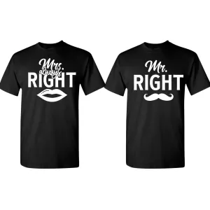 Mr. Right, Mrs. Right Couple Matching T-shirt Valentine's Day T-shirt