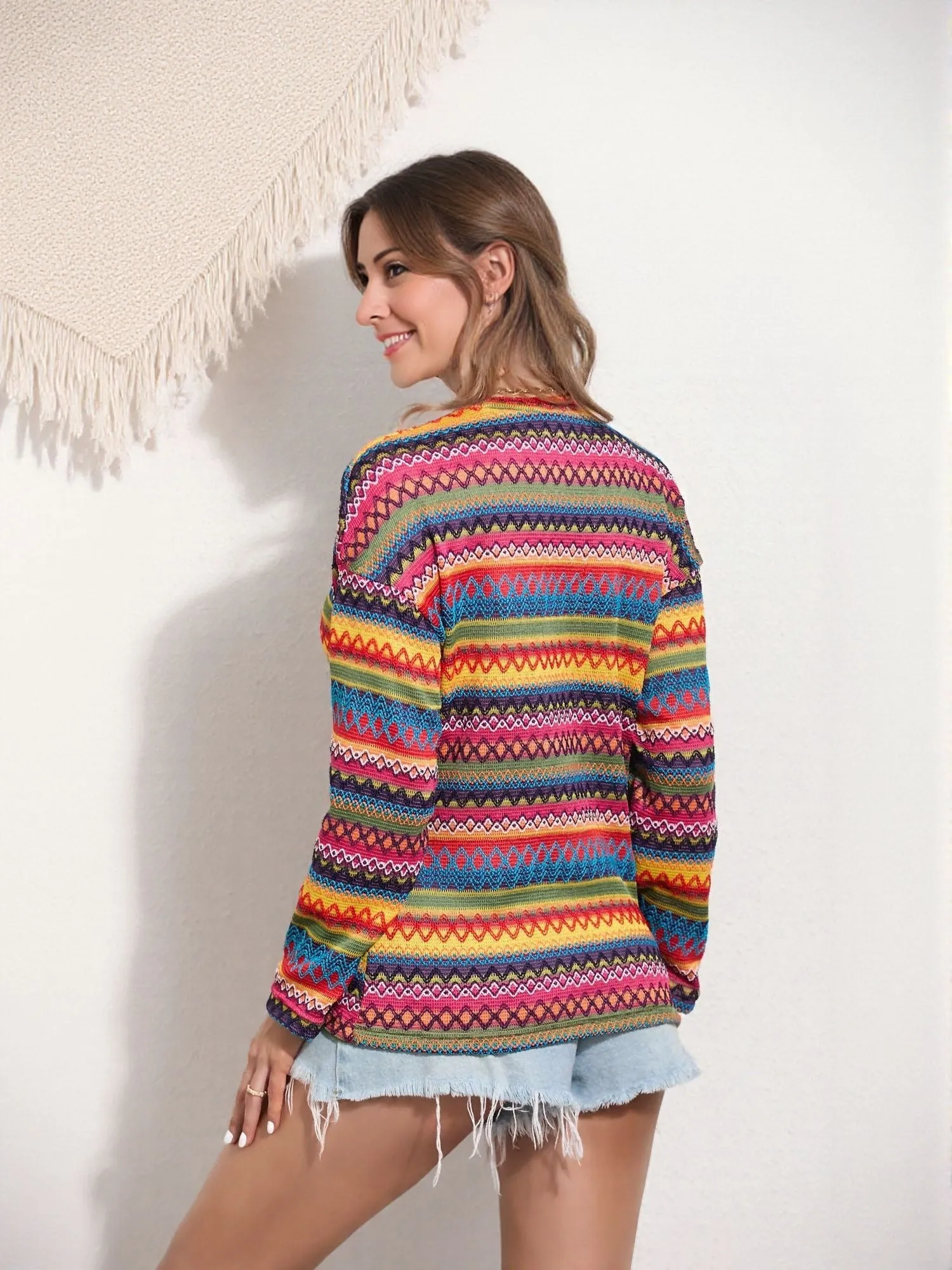 Multi Color Striped Crochet Top