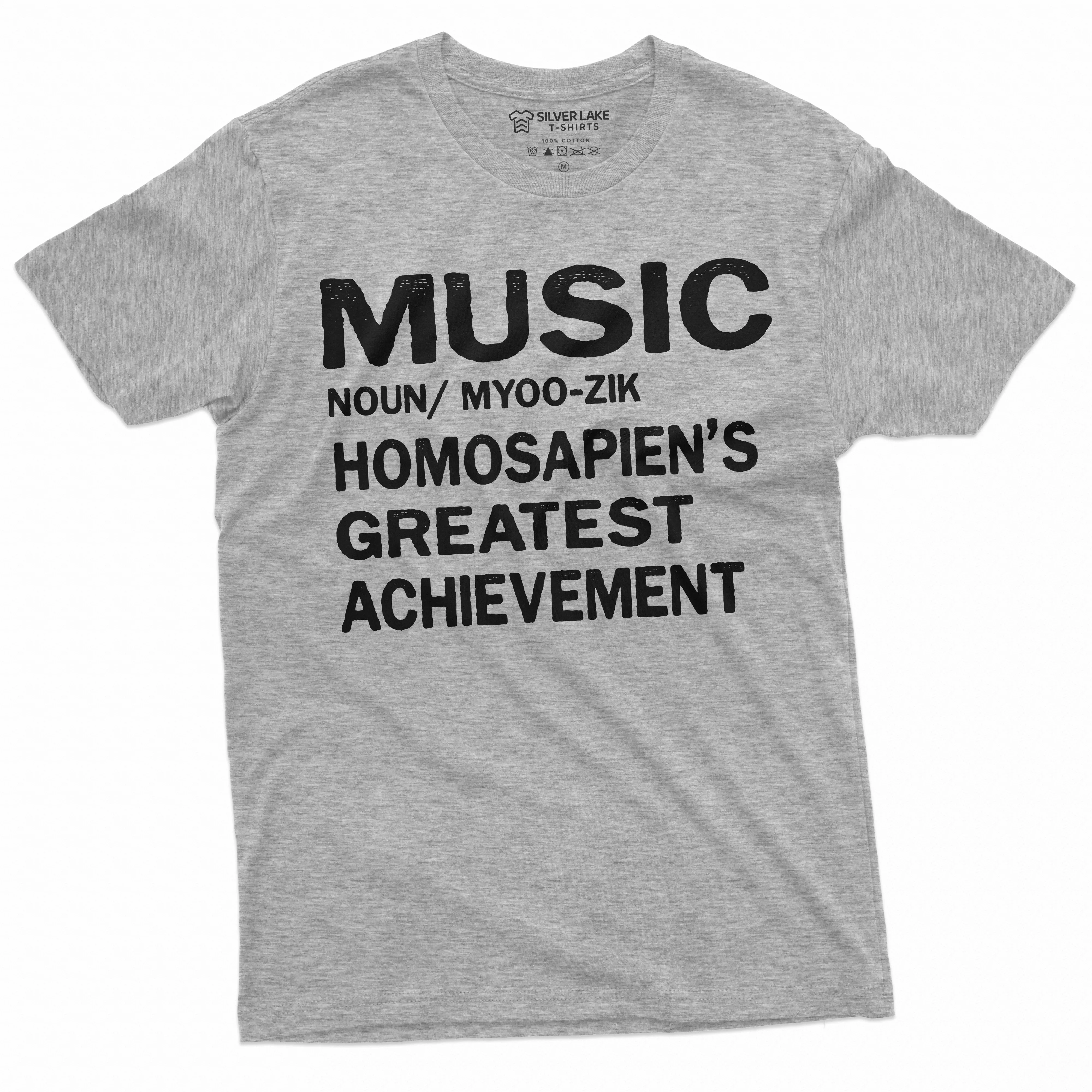 Music definition T-shirt Homosapien's Greatest Achievement Tee Musician Guitar Piano shirt