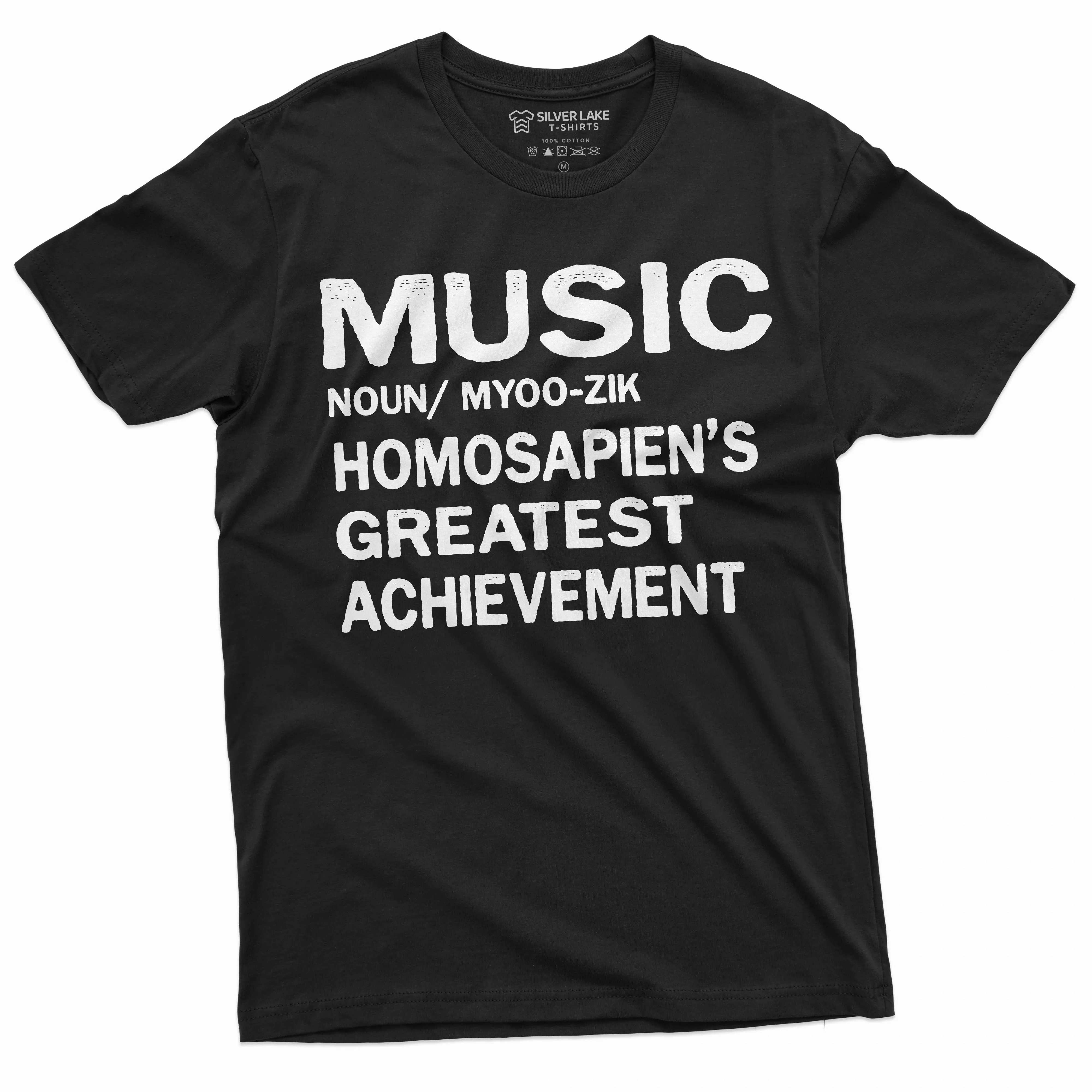 Music definition T-shirt Homosapien's Greatest Achievement Tee Musician Guitar Piano shirt