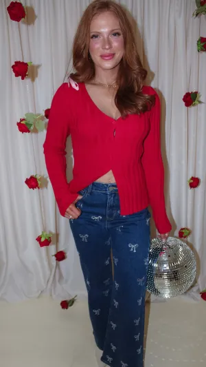 Mwah Darling Red/Pink Sweater