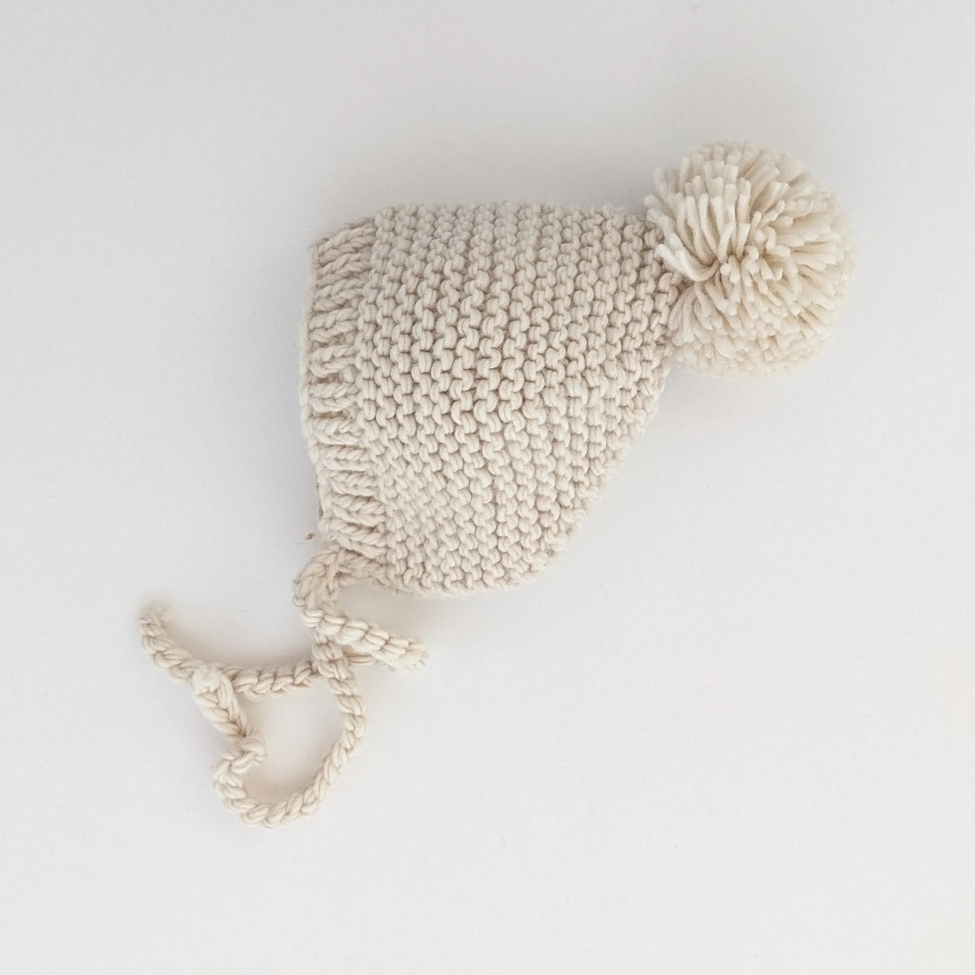 Natural Garter Stitch Knit Bonnet
