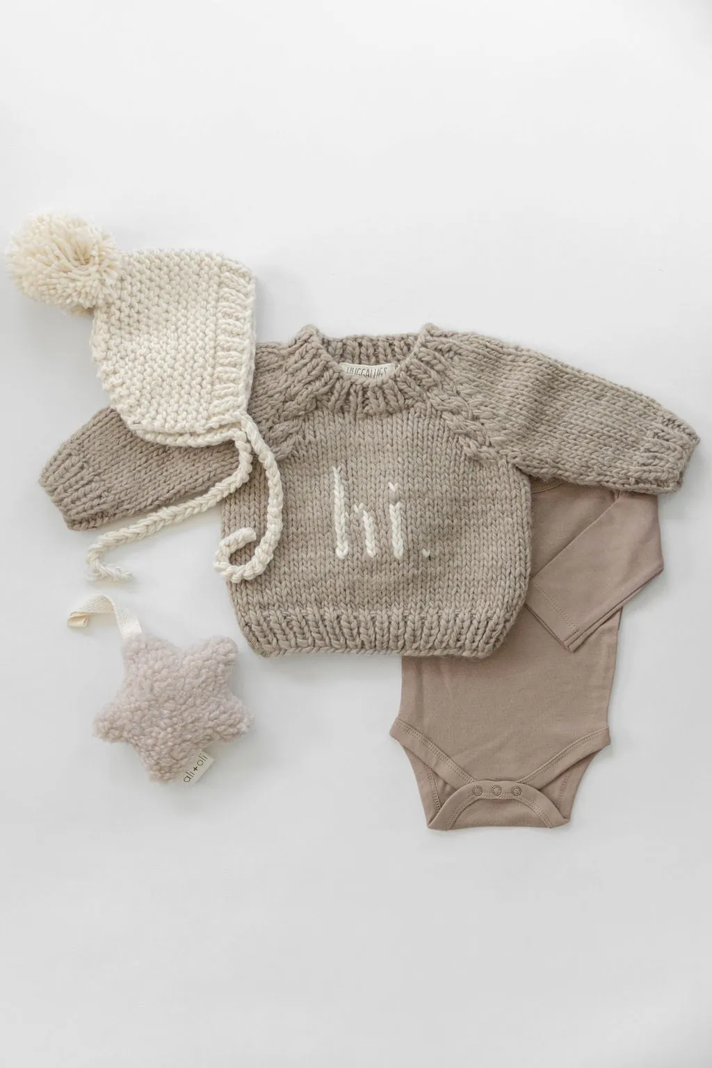 Natural Garter Stitch Knit Bonnet