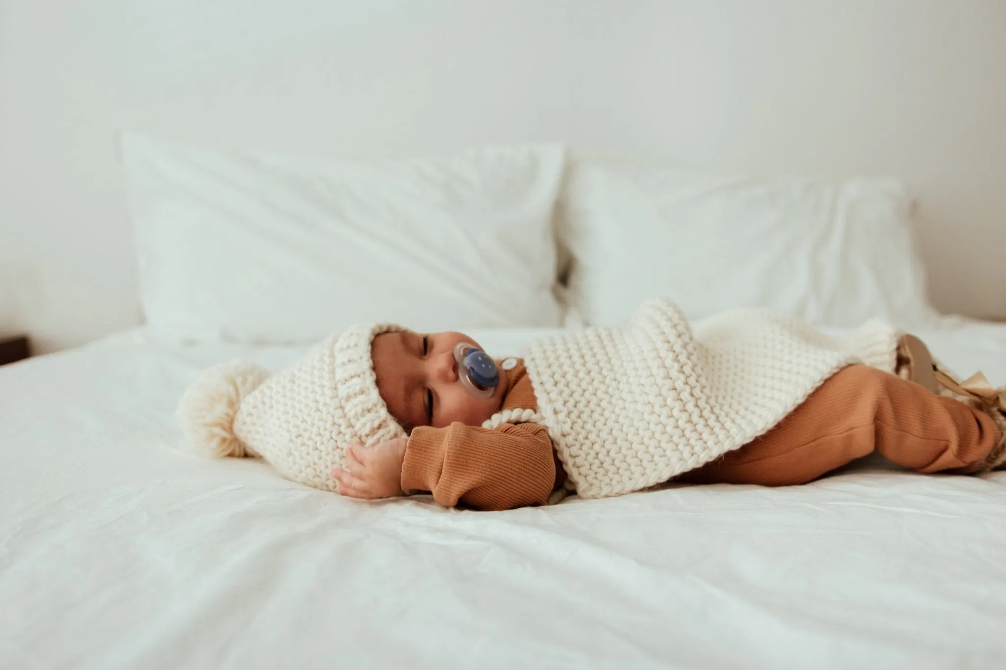 Natural Garter Stitch Knit Bonnet