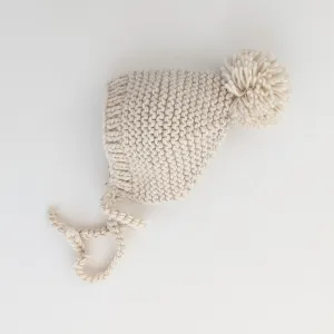 Natural Garter Stitch Knit Bonnet
