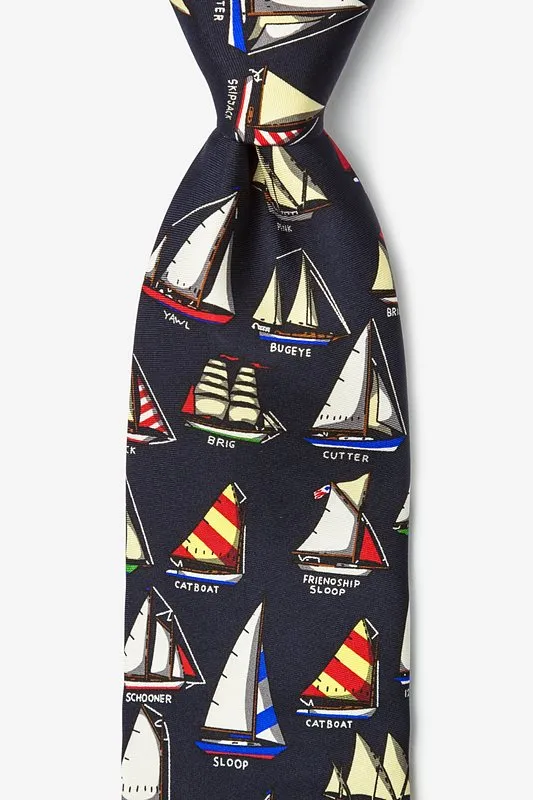 Nautical- Name that Boat Silk Tie  (Blue) - Item #H0086