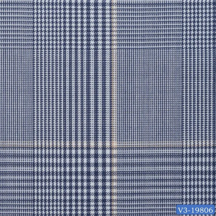 Navy Blue with Tan Check Regular Suit