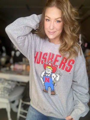 Nebraska Mascot Gray Sweatshirt