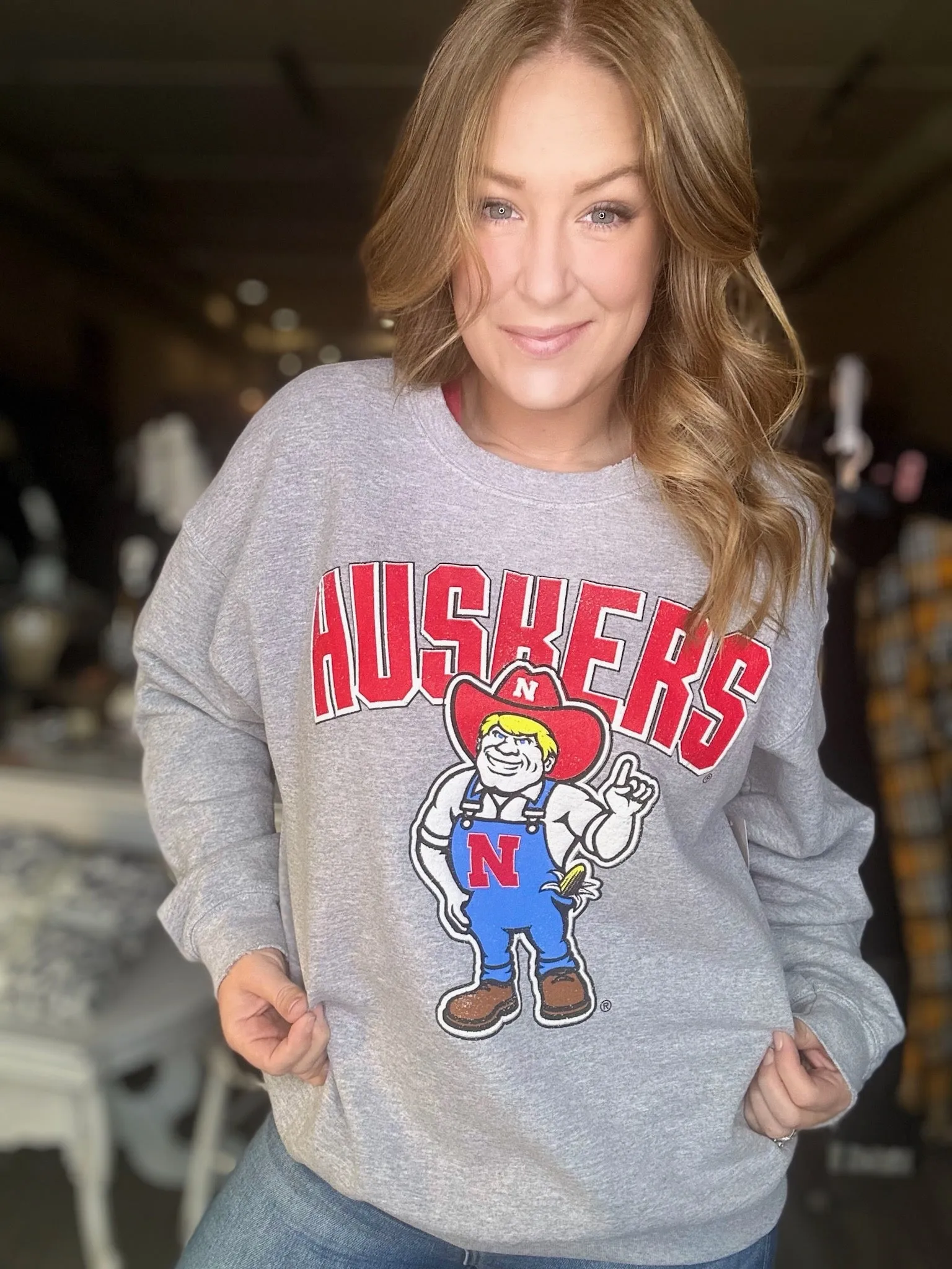 Nebraska Mascot Gray Sweatshirt