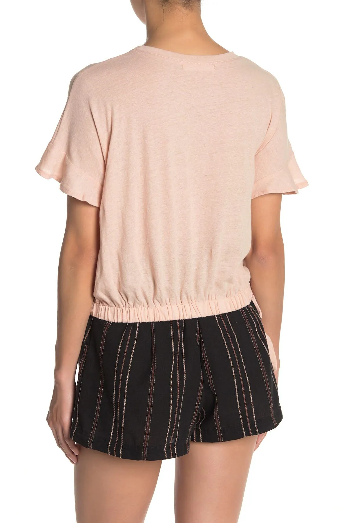 New Women's short sleeve Tie Waist Top by MUSTARD SEED in Pale Pink, Sz M, Retails $59 