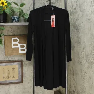 Nina Leonard Women's Jersey Knit Pleat Back Duster Black Small