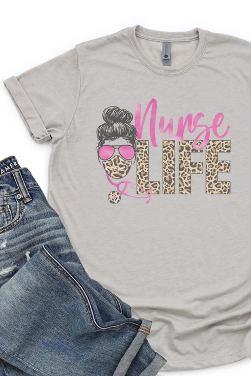 Nurse Life Leopard Poly/Cotton Tee
