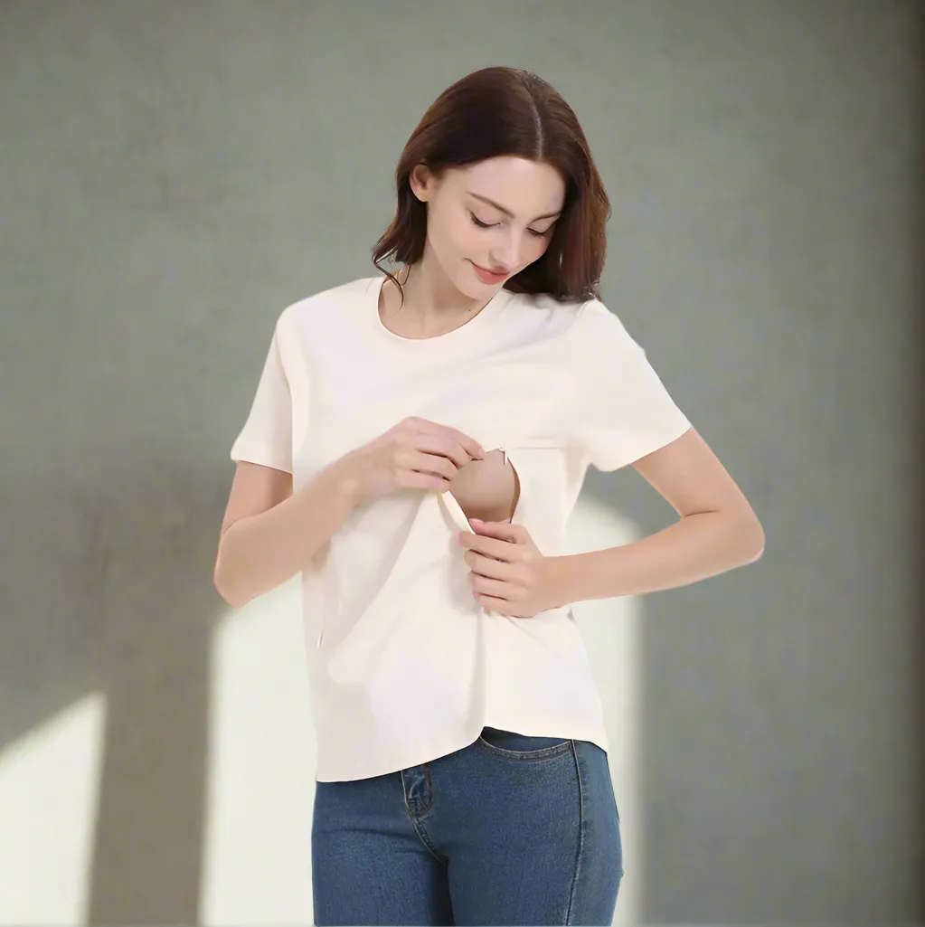 Nursing   Maternity Short Sleeve Shirt