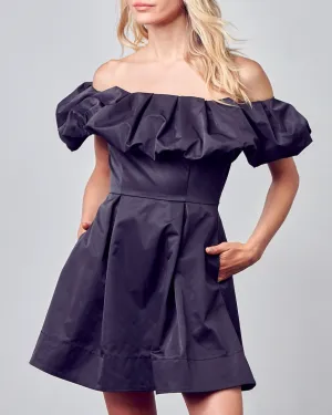 Off Shoulder A Line Mini Dress