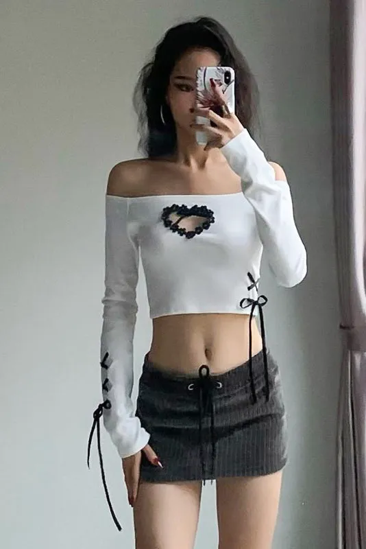 Off-the-Shoulder Sweetheart Y2K Cropped Top