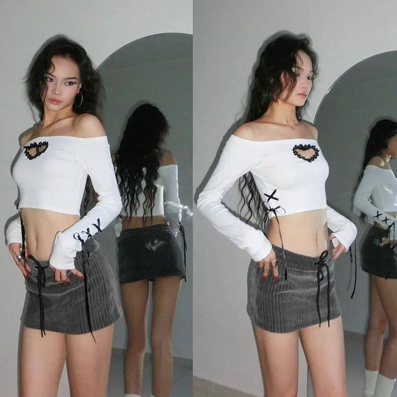 Off-the-Shoulder Sweetheart Y2K Cropped Top