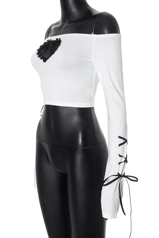 Off-the-Shoulder Sweetheart Y2K Cropped Top
