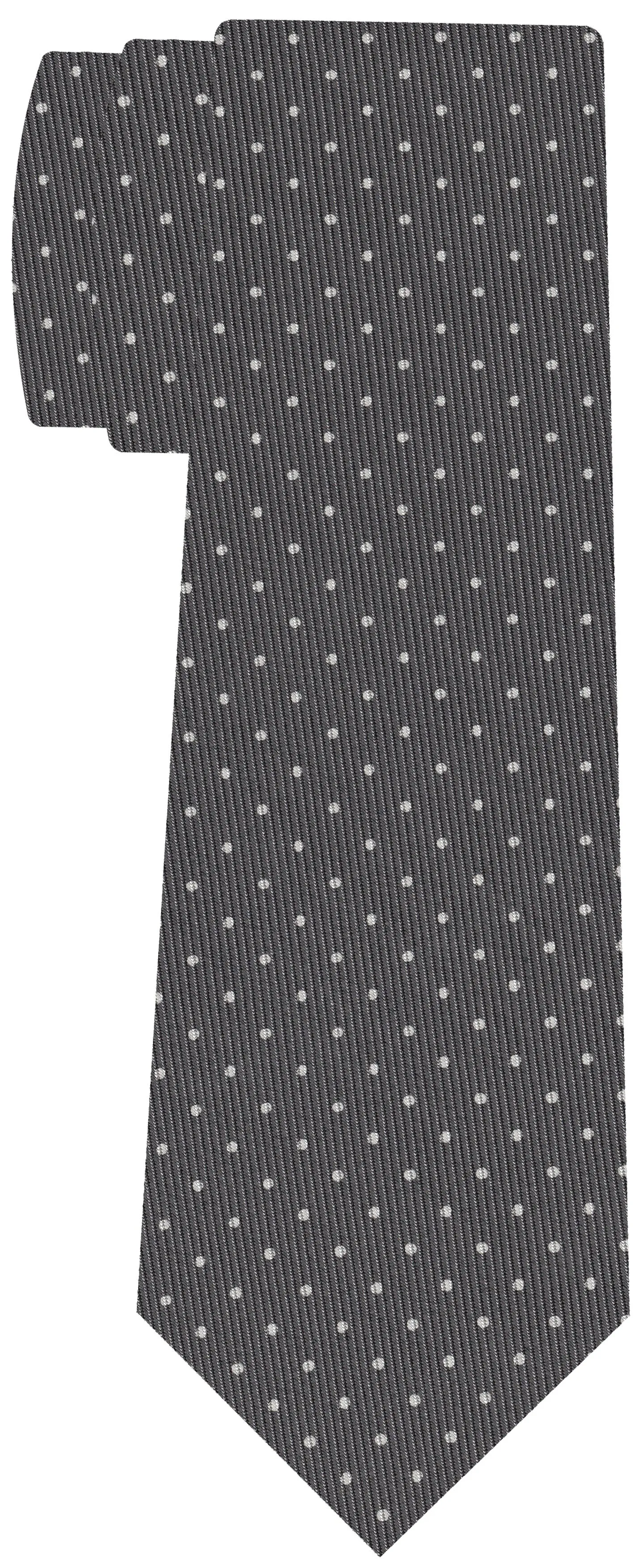Off-White on Charcoal Gray Print Pin Dot Silk Tie MCPDT-31