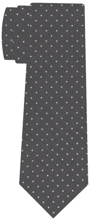 Off-White on Charcoal Gray Print Pin Dot Silk Tie MCPDT-31