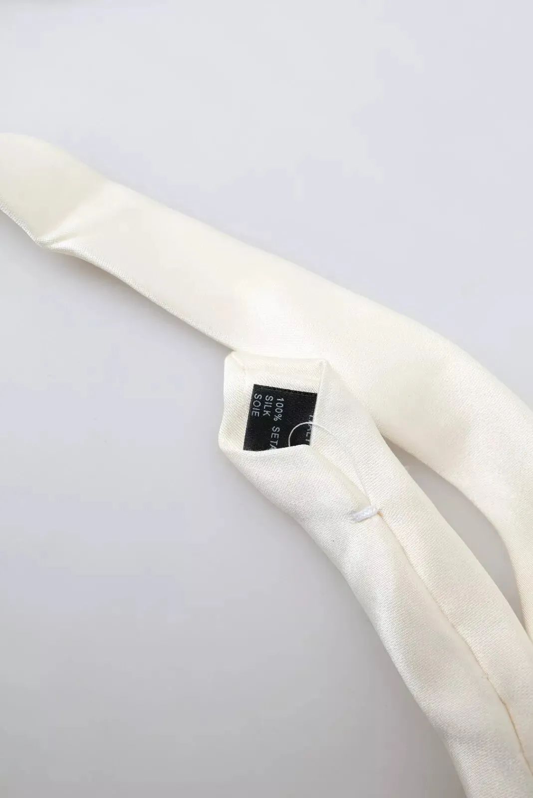 Off White Satin Silk Classic Men Necktie